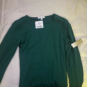 Green silk NEVER WORN long sleeve bodycon shirt